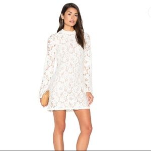 Wayf White Lace Mini Dress with Long Sleeves
